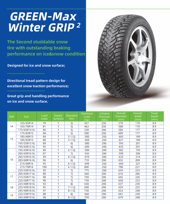 Green Max Winter Grip Arctic Winter Tires Pcr Tires Linglong Products